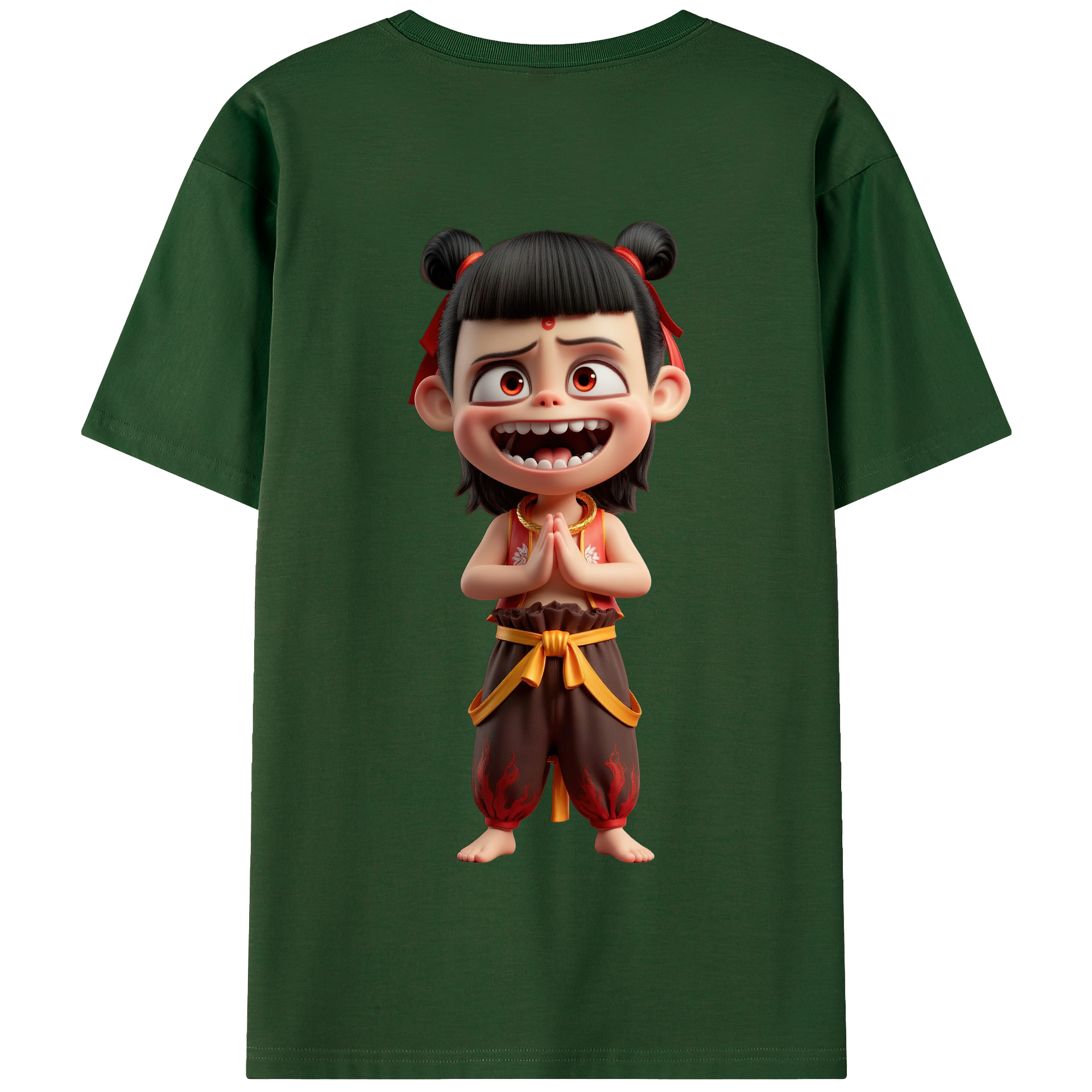 （画像用） Ne Zha 2 ナタ 魔童の大暴れ 綿100％半袖Tシャツ（背面プリント）